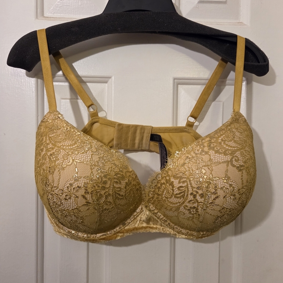 Victoria's Secret: Push-Up Floral Lace Yellow With Metallic Gold Bra. Sz 40DD. - Picture 15 of 16